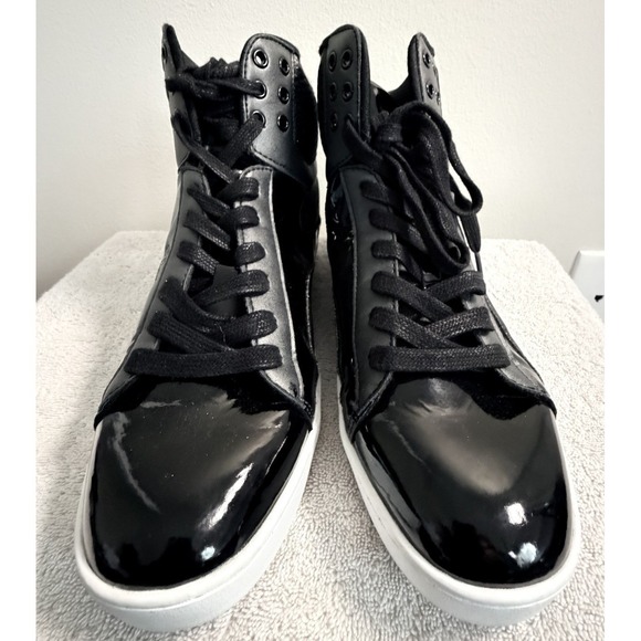 Black Patent Glitter High Top Fashion Sneakers Women's Size 12 - Picture 5 of 9